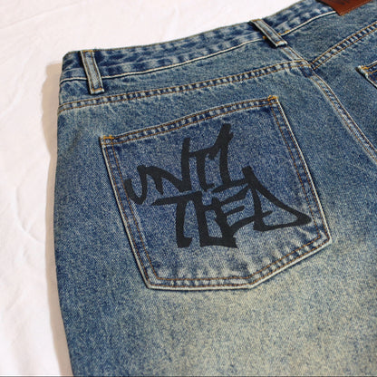 Mud wash blue baggy denim