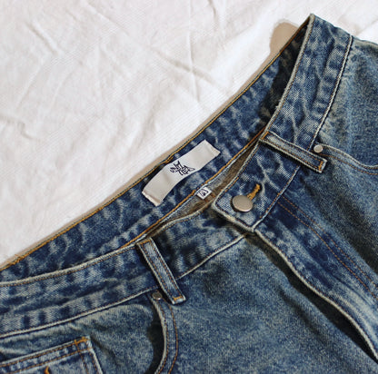 Mud wash blue baggy denim