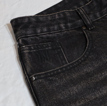 Black mud wash baggy denim