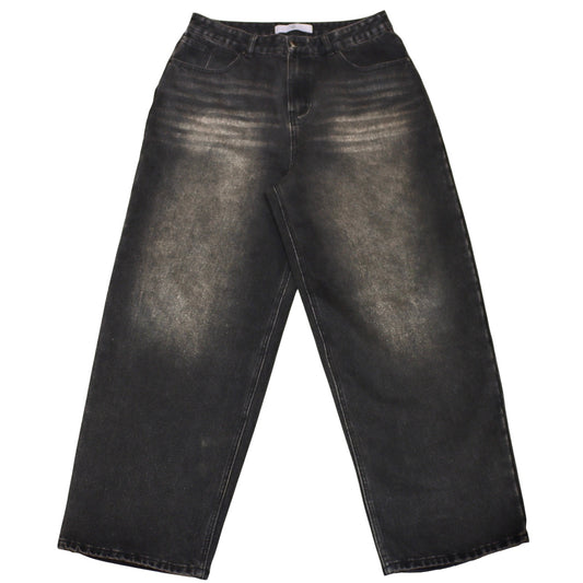 Black mud wash baggy denim