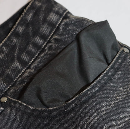 Black mud wash baggy denim