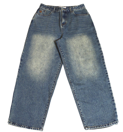 Mud wash blue baggy denim