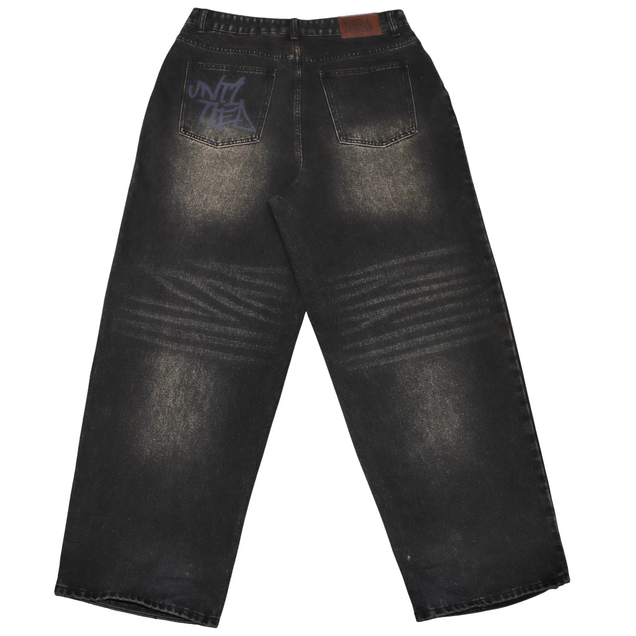 Black mud wash baggy denim