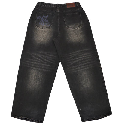 Black mud wash baggy denim